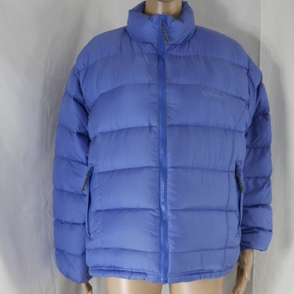 Solstice Blue Full Zip Goose Down Puffer Jacket Womens XLarge